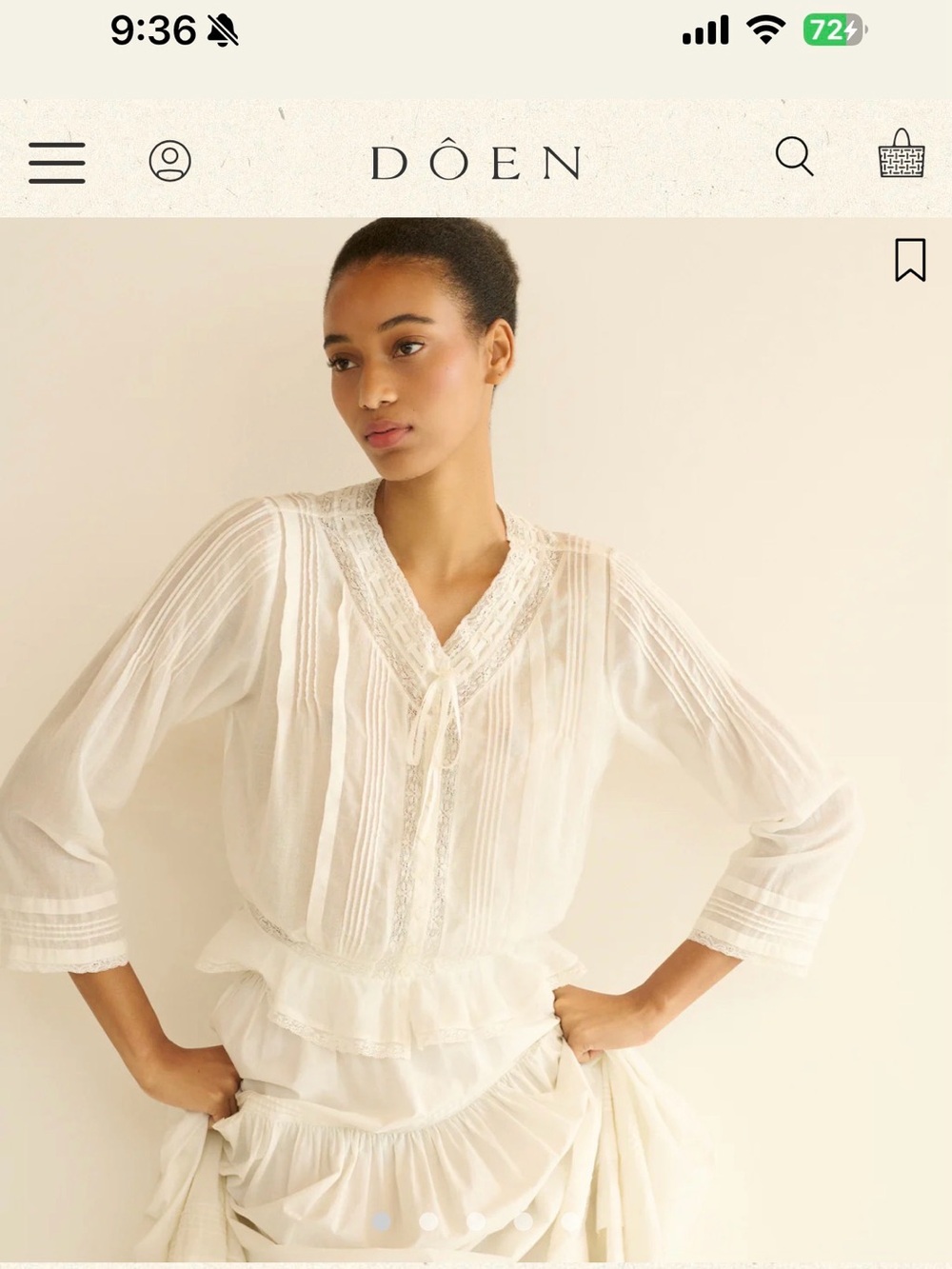 Doen Ivory Lace-Trim Peasant Blouse